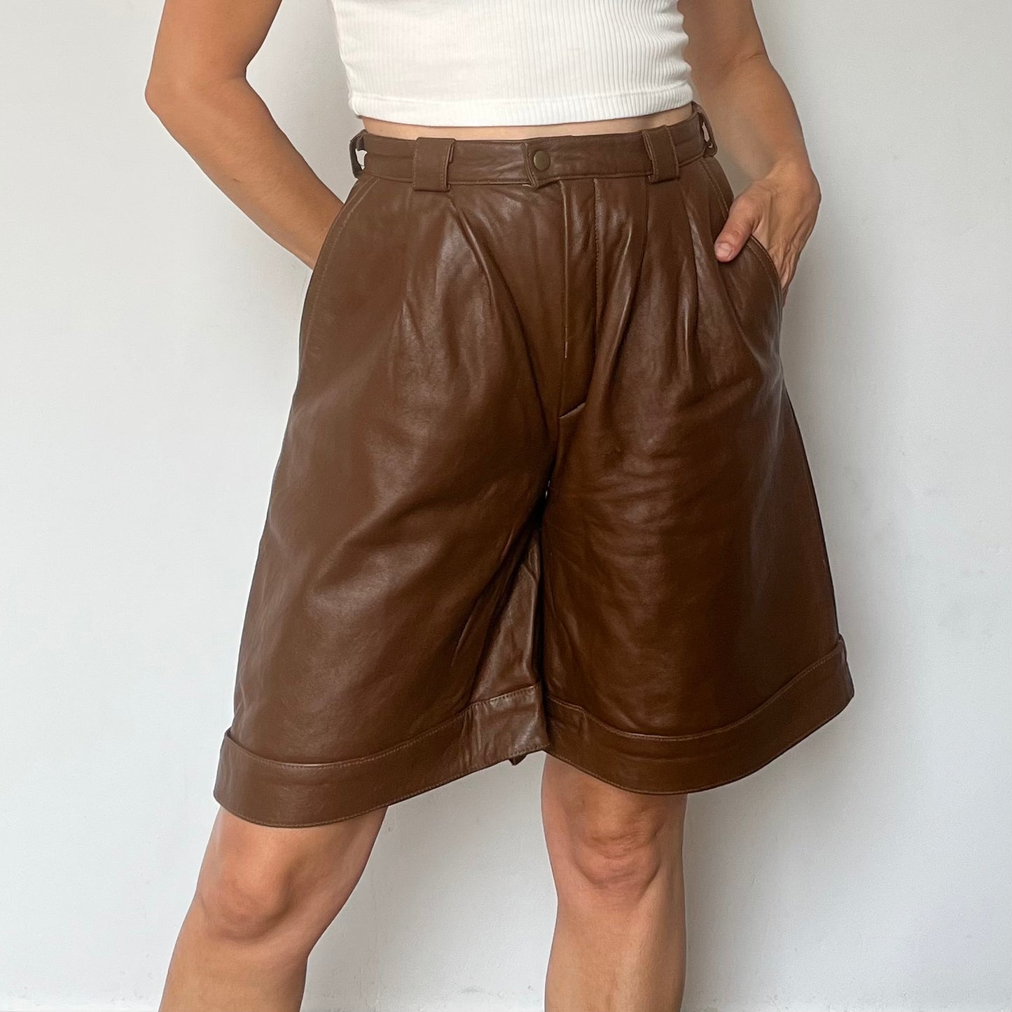 Brown Leather Bermudas
