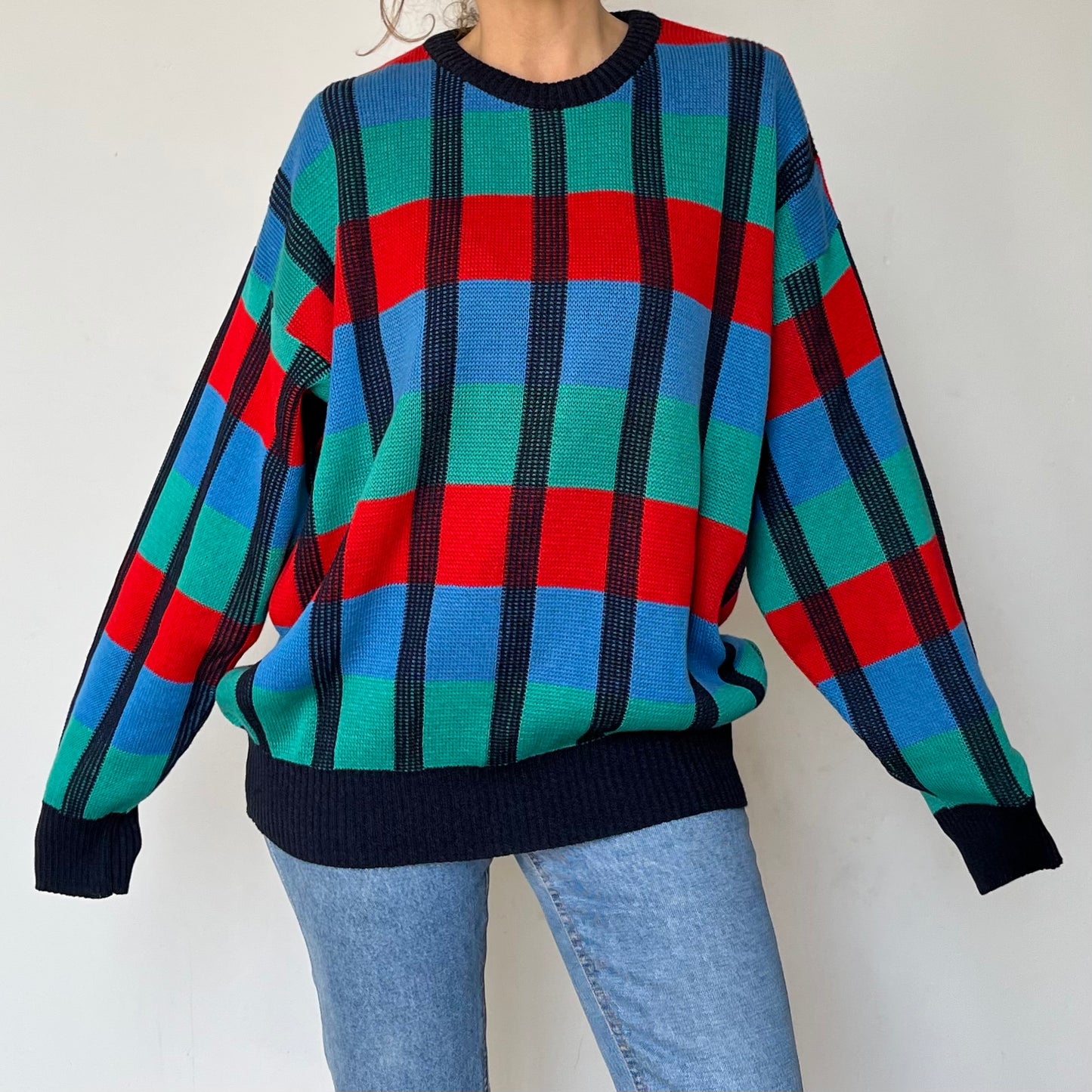 Vintage Plaid cotton Sweater