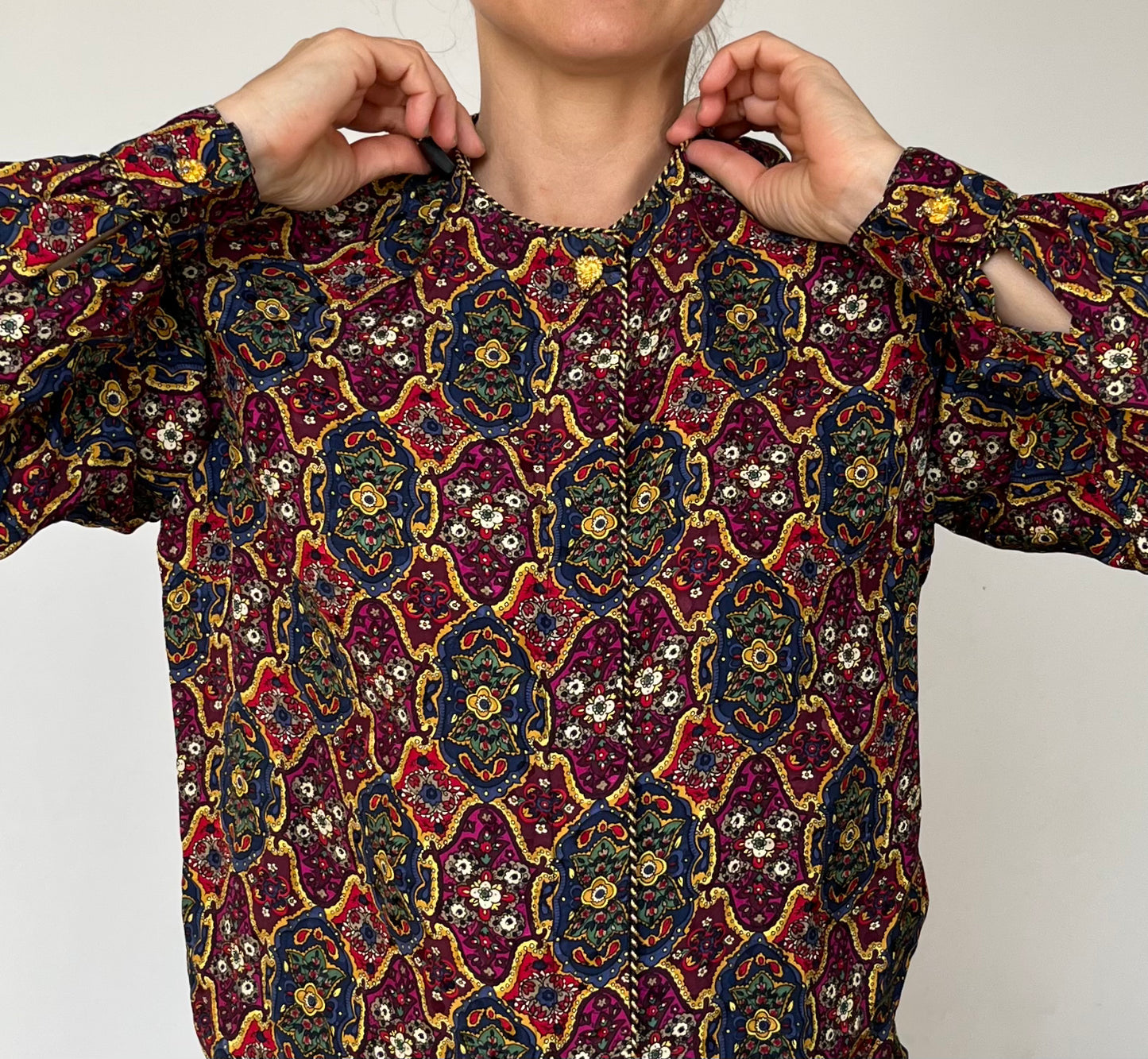 Vintage Floral Silk Blouse