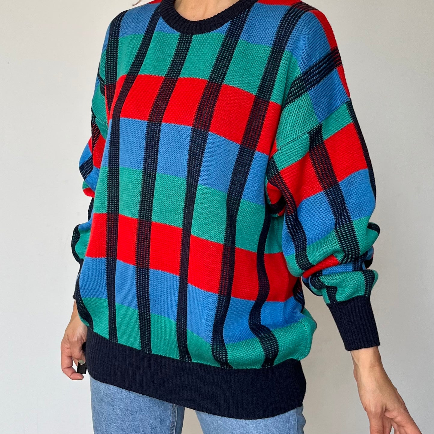 Vintage Plaid cotton Sweater