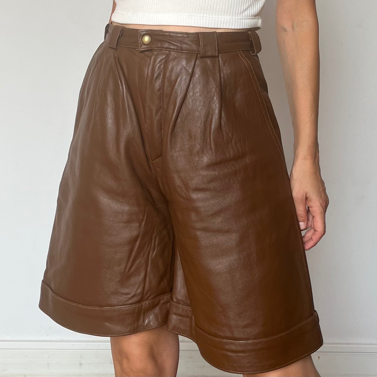 Brown Leather Bermudas