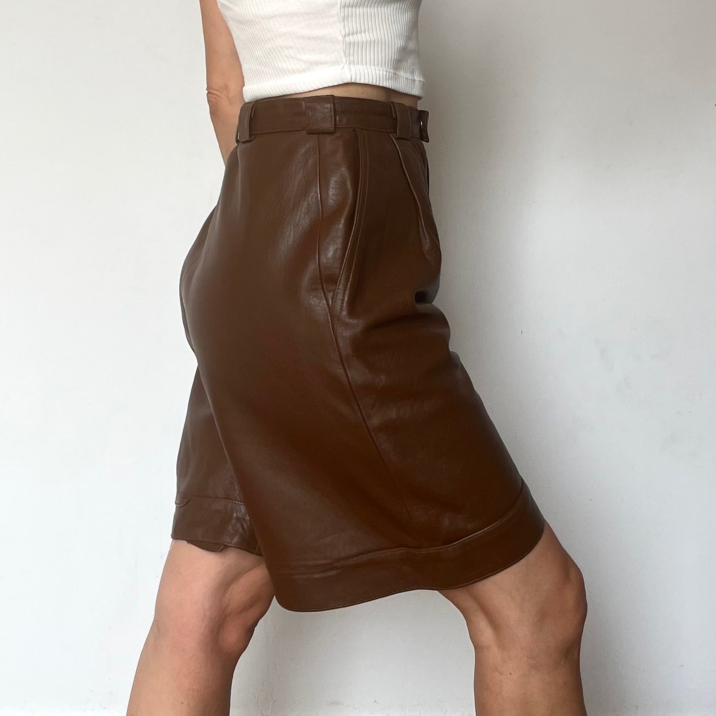 Brown Leather Bermudas