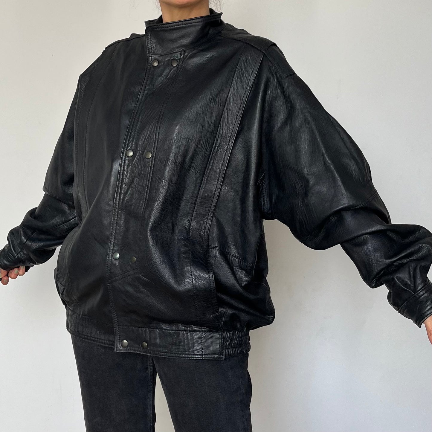 Black Bomber leather jacket