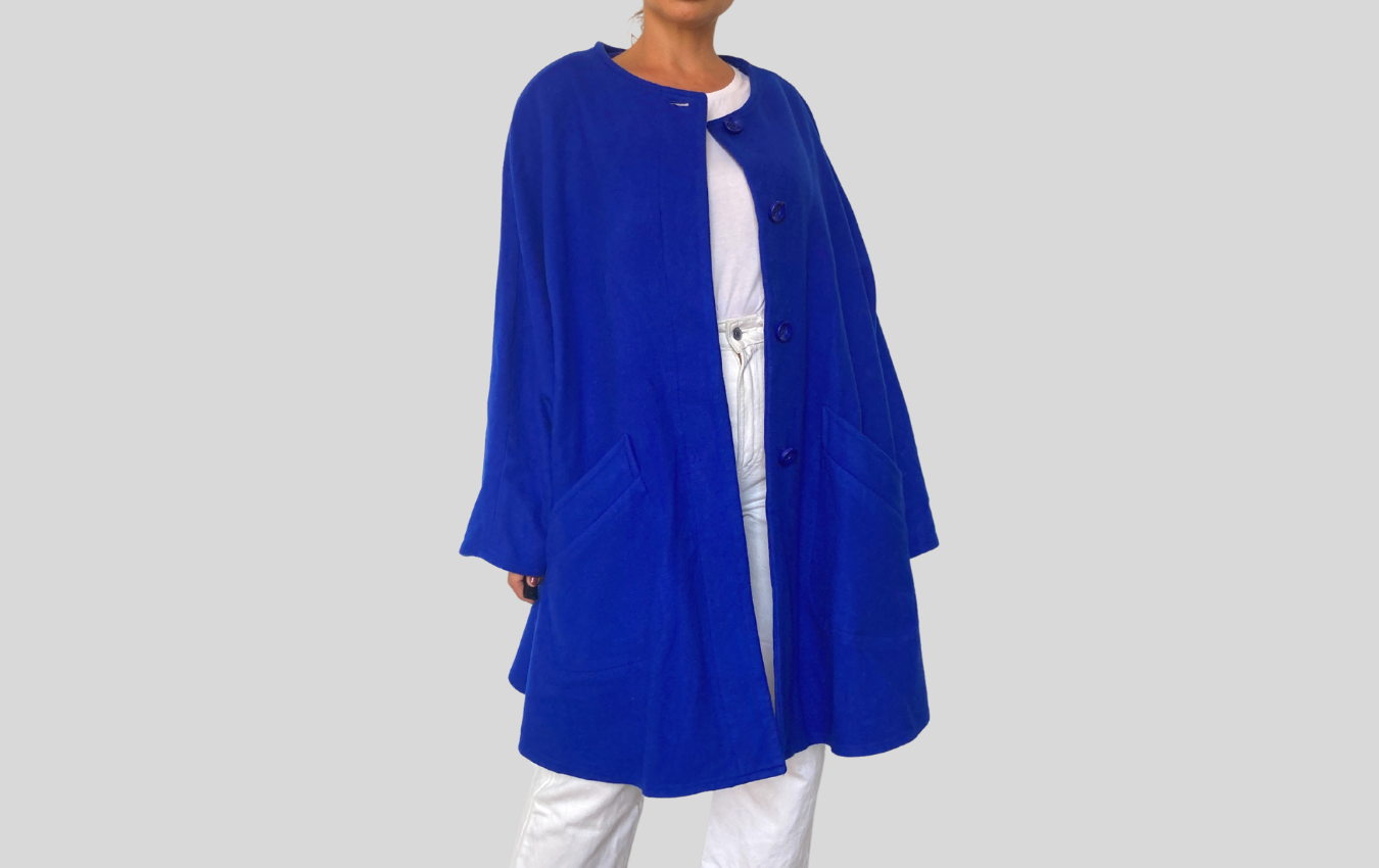 Blue Cashmere Cape Coat