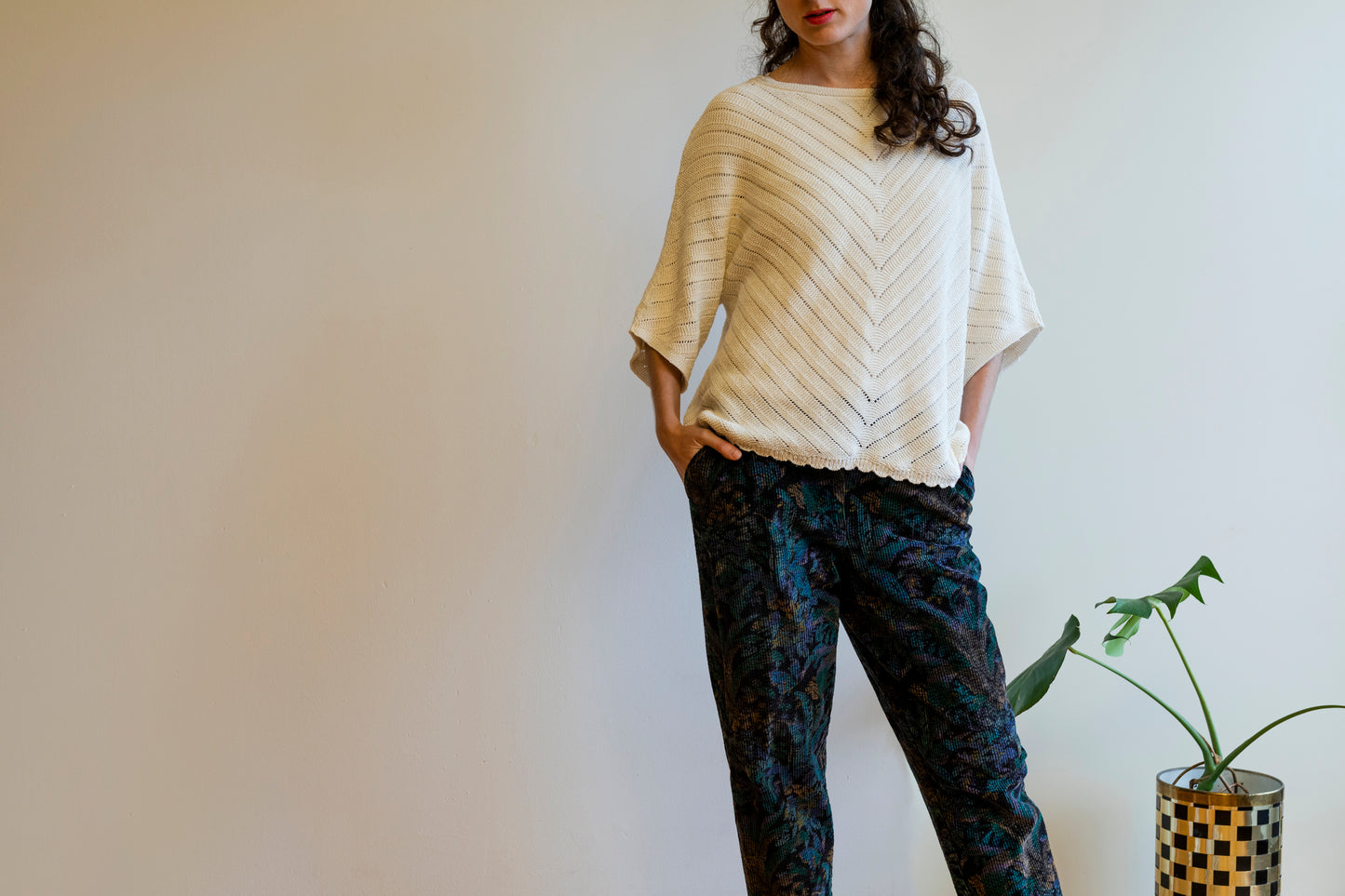 Jumper open knit in cream