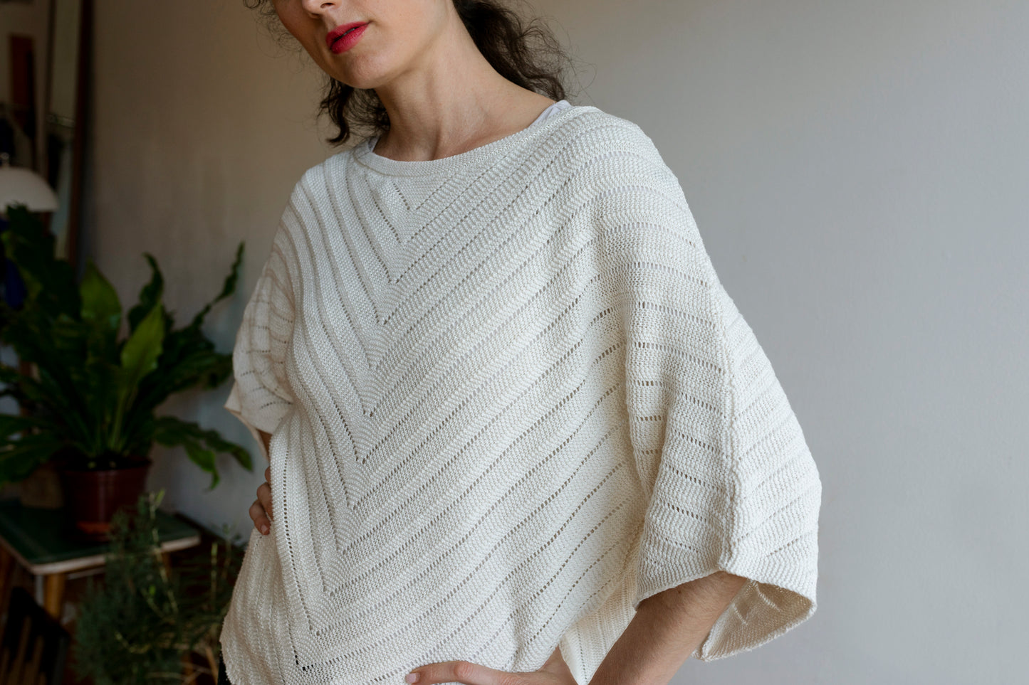 Jumper open knit in cream