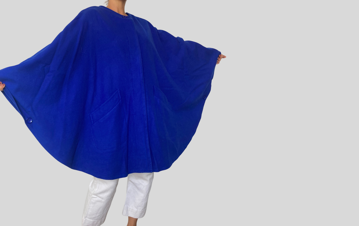 Blue Cashmere Cape Coat