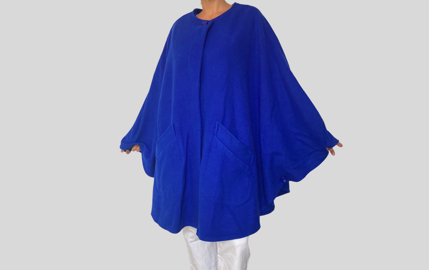 Blue Cashmere Cape Coat