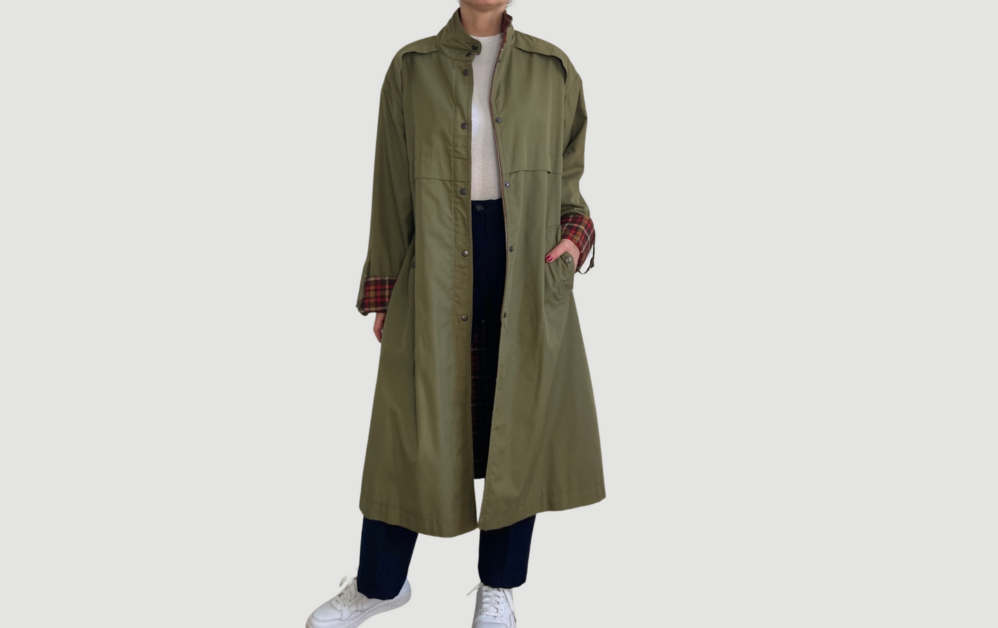 Green Long Trench Coat