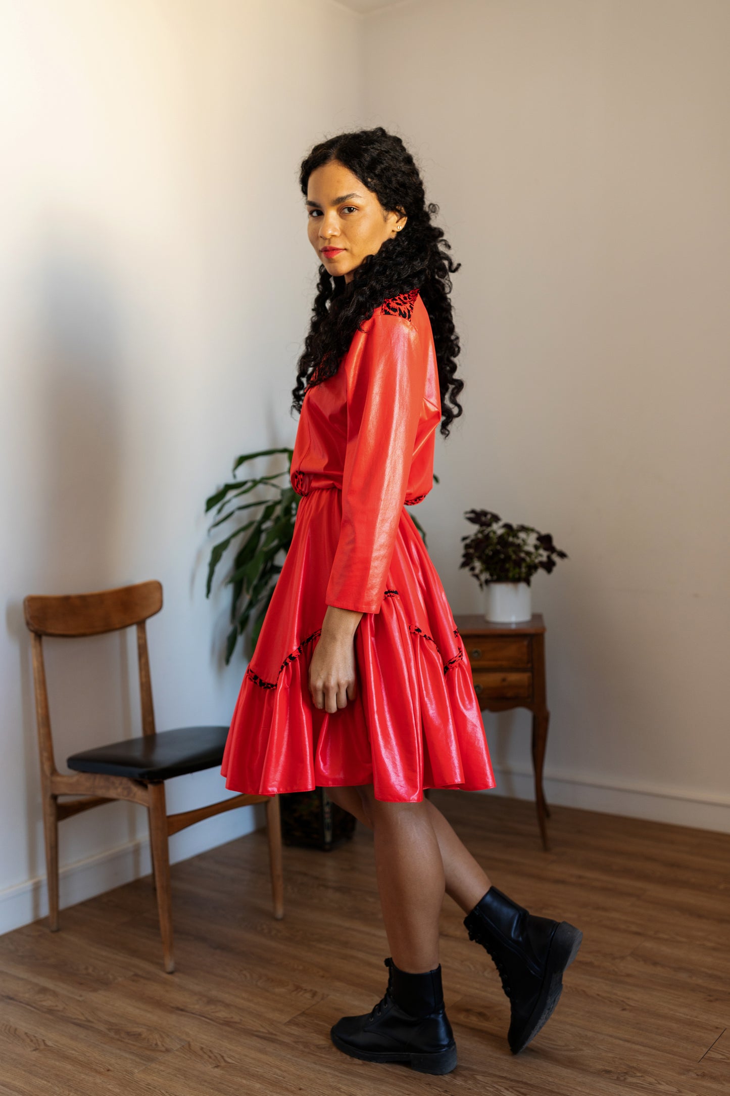 Vintage red western dress