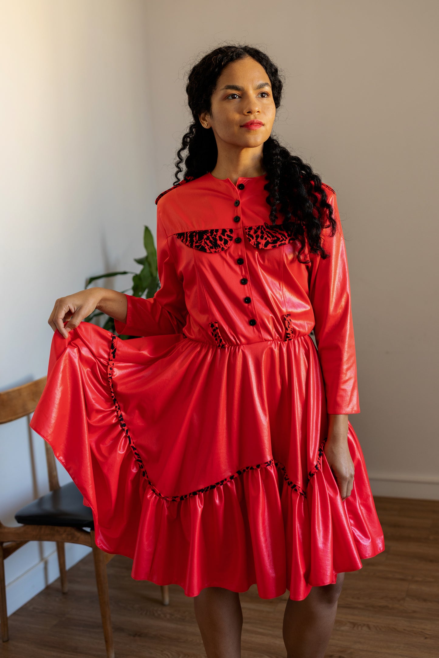 Vintage red western dress