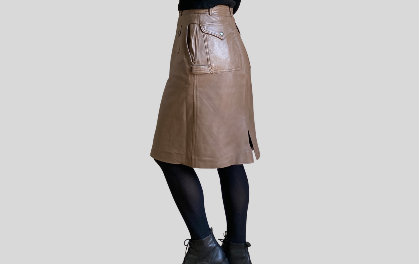 Brown leather skirt