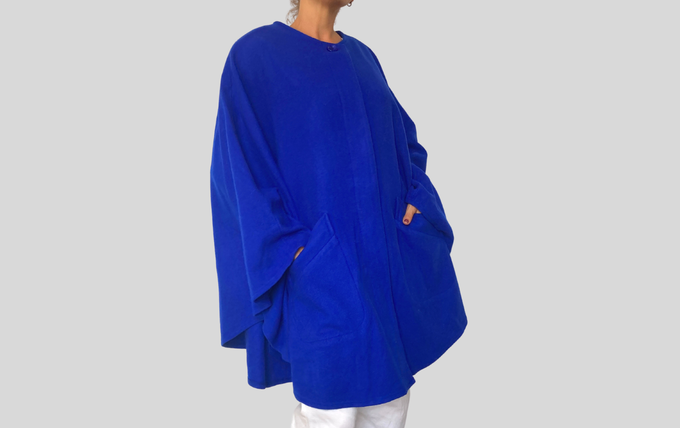 Blue Cashmere Cape Coat