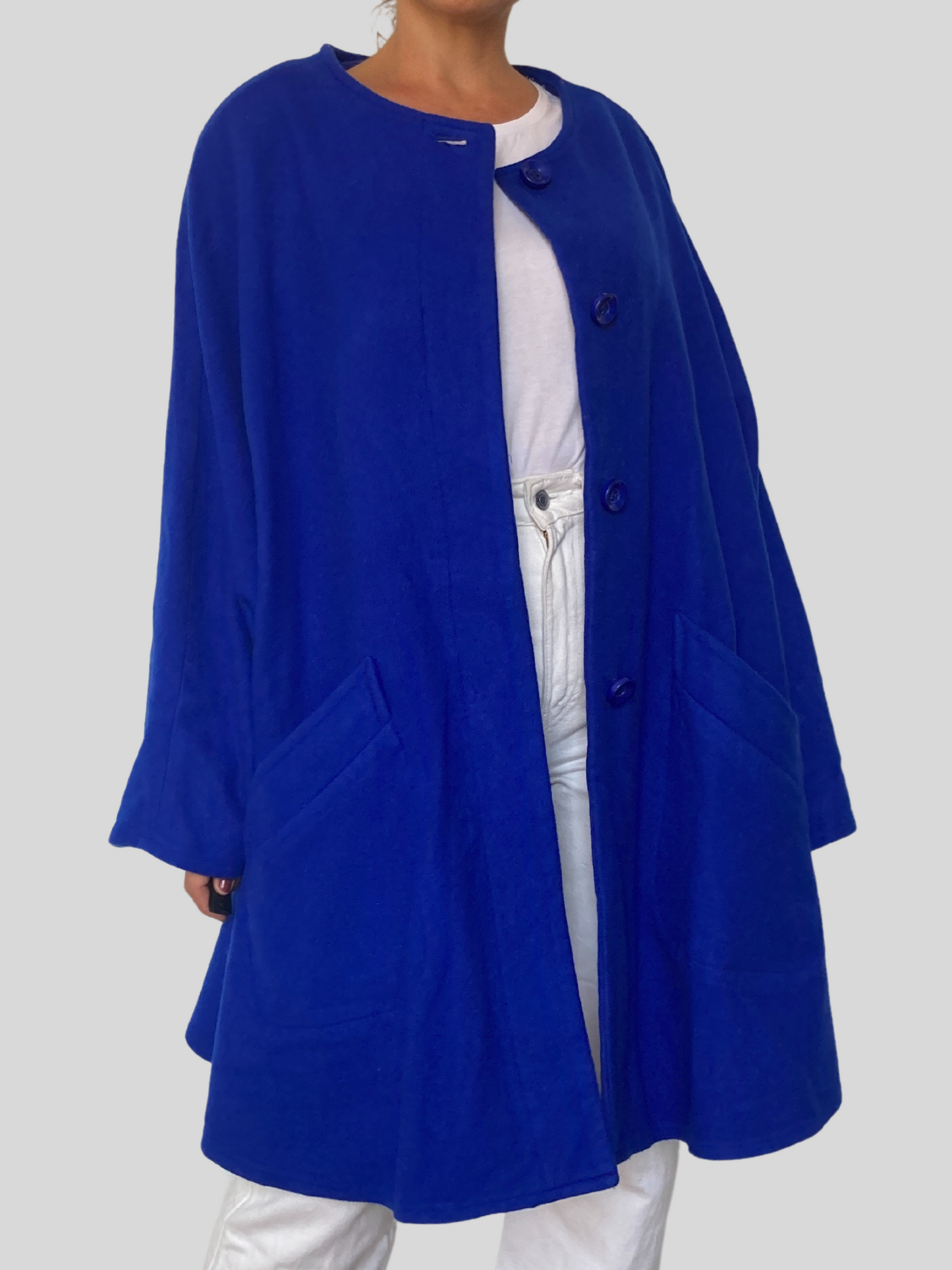 Blue Cashmere Cape Coat