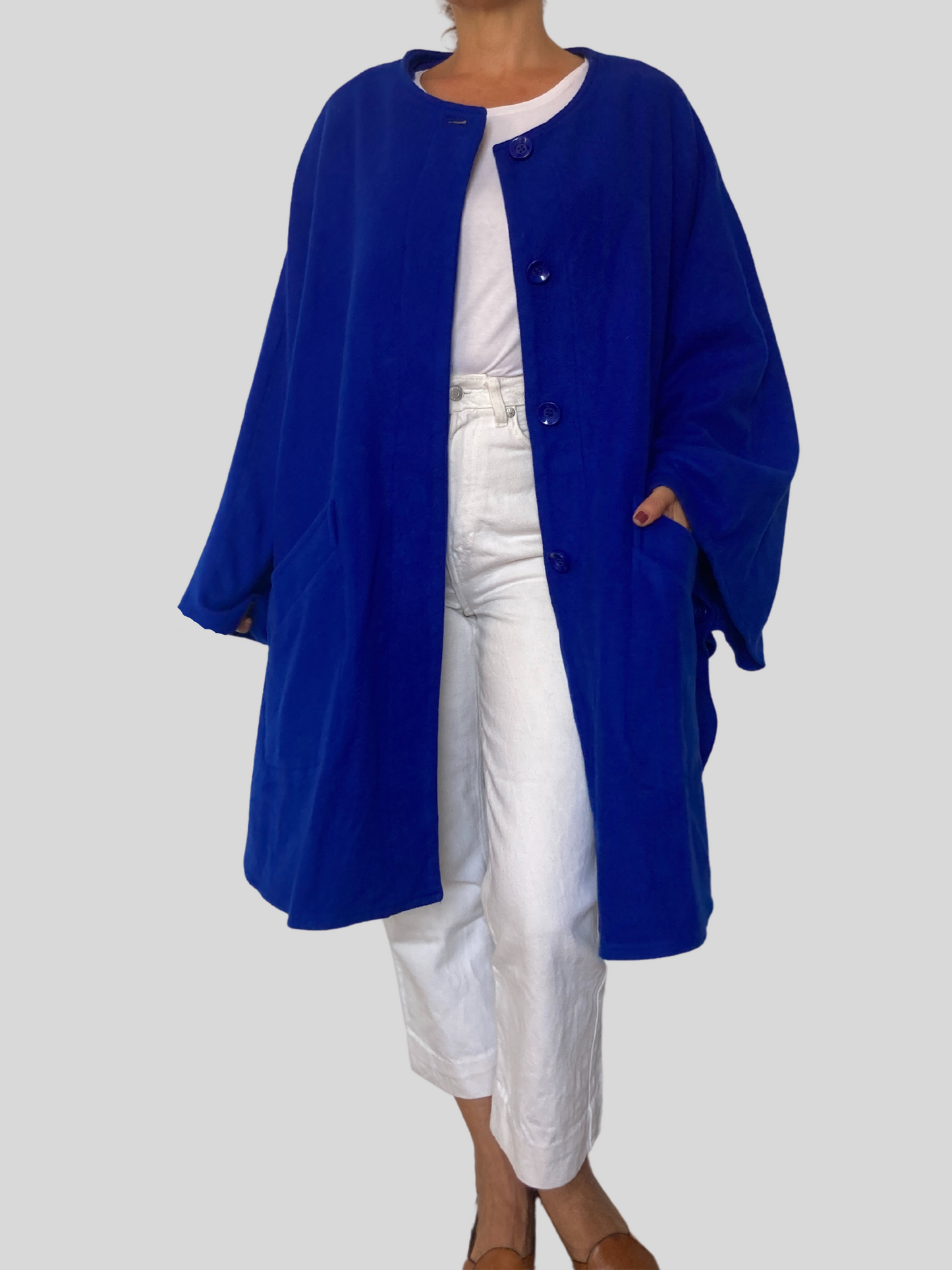 Blue Cashmere Cape Coat