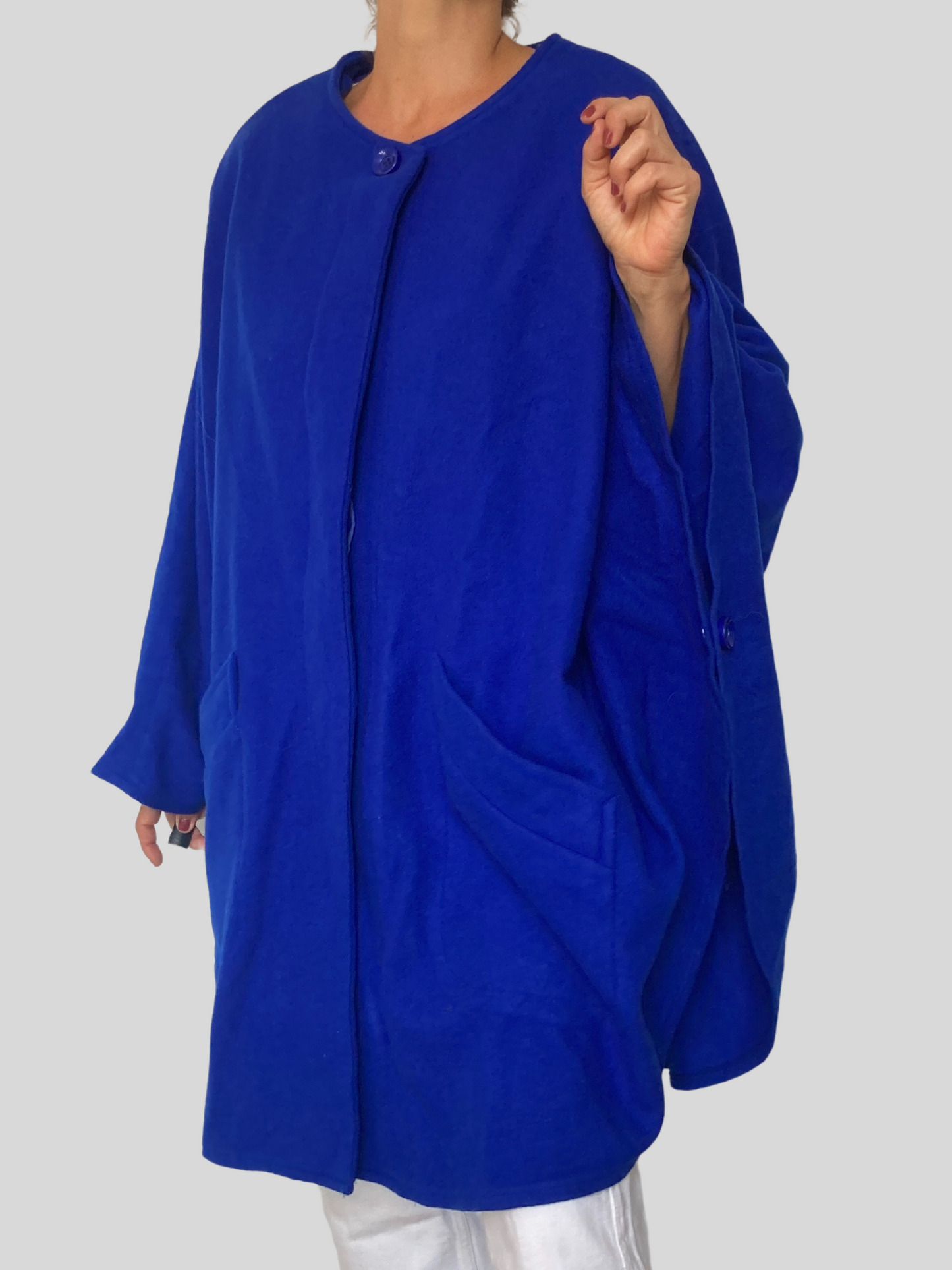Blue Cashmere Cape Coat