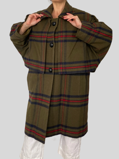 Wool Long Plaid Coat
