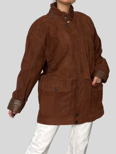 Oversized natural leather jacket