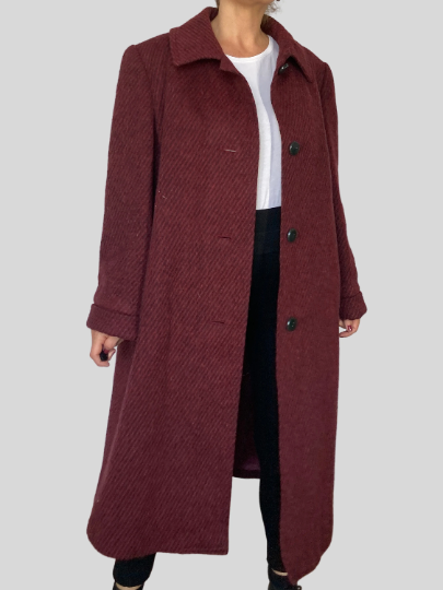 Burgundy Long Wool Coat