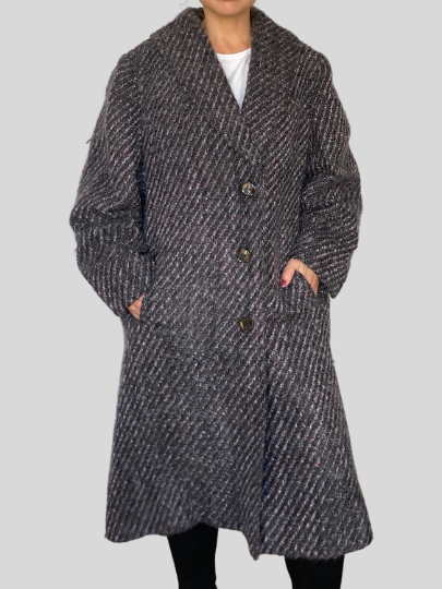Oversized striped wool coat