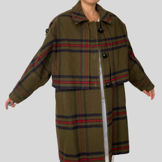 Wool Long Plaid Coat