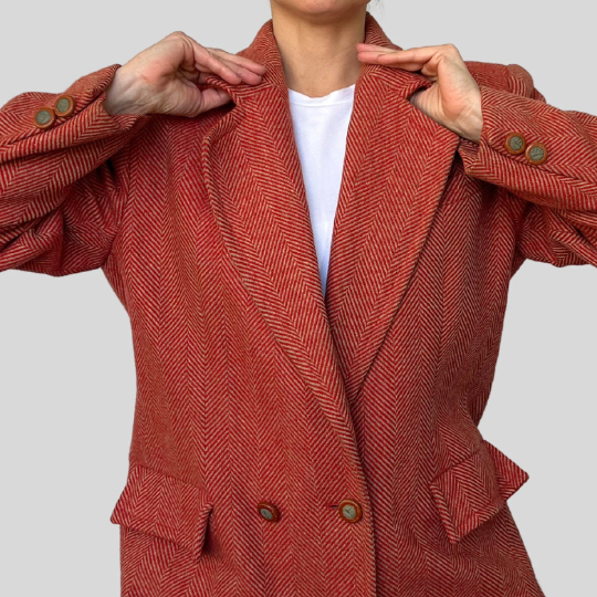Vintage Herringbone Wool Blazer