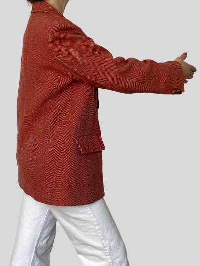 Vintage Herringbone Wool Blazer