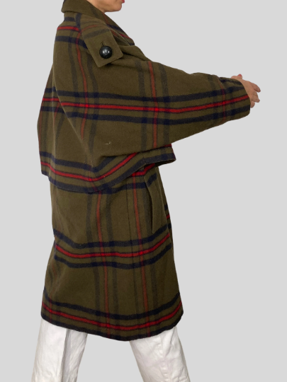 Wool Long Plaid Coat