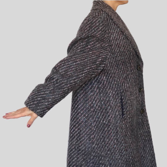 Oversized striped wool coat