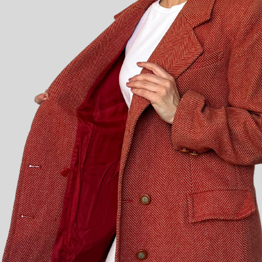 Vintage Herringbone Wool Blazer