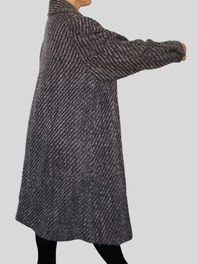Oversized striped wool coat
