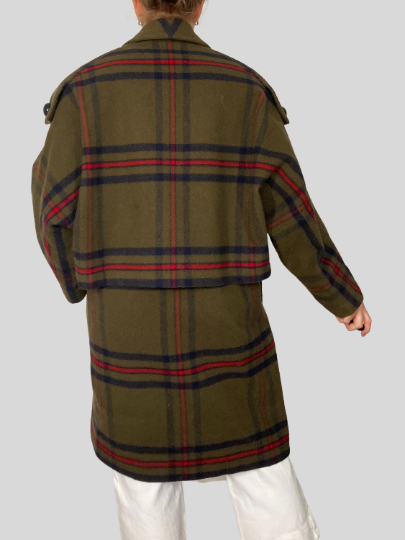 Wool Long Plaid Coat