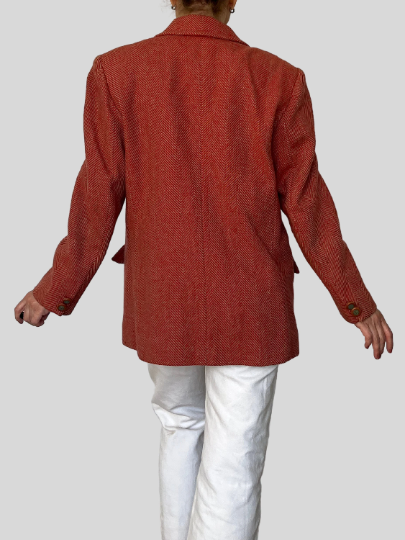 Vintage Herringbone Wool Blazer