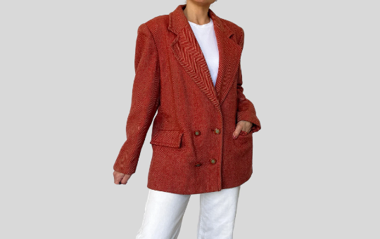 Vintage Herringbone Wool Blazer