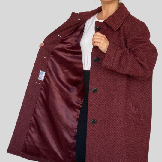 Burgundy Long Wool Coat