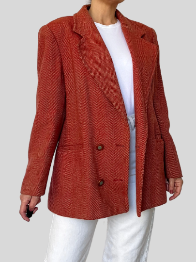 Vintage Herringbone Wool Blazer
