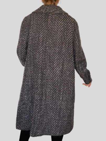 Oversized striped wool coat