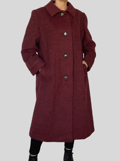 Burgundy Long Wool Coat
