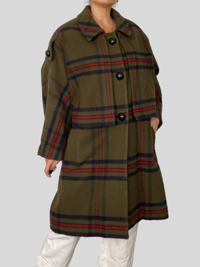 Wool Long Plaid Coat