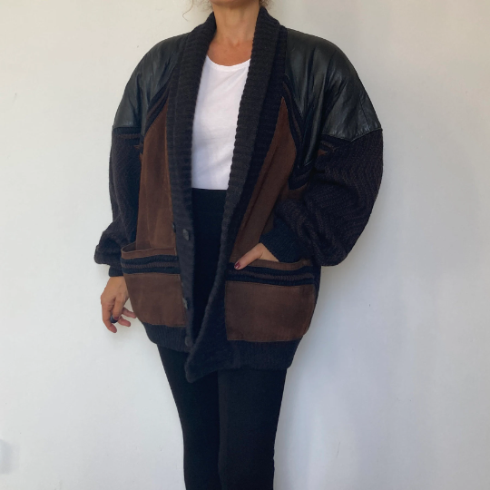 Leather Suede Cardigan
