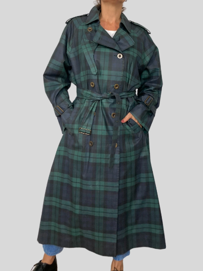 Plaid Long Trench Coat