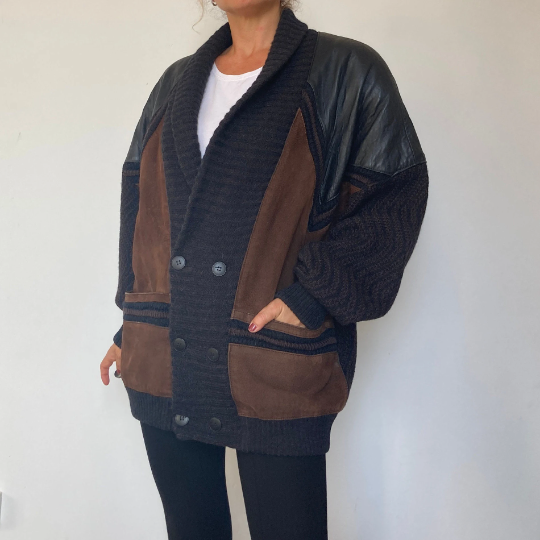 Leather Suede Cardigan