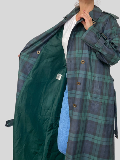 Plaid Long Trench Coat