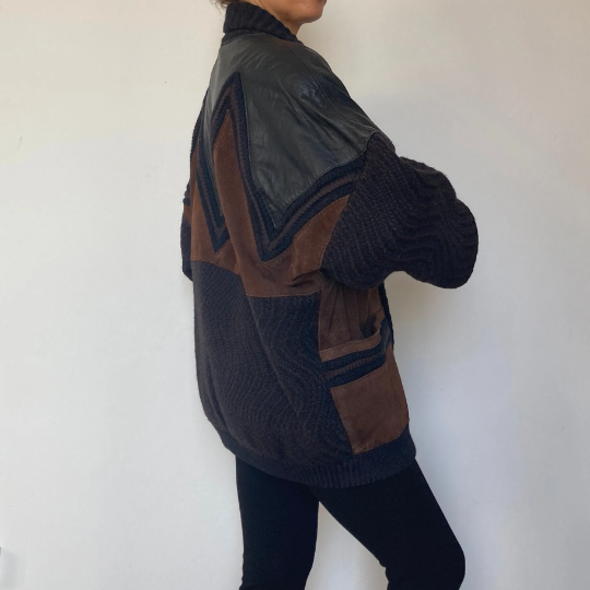 Leather Suede Cardigan