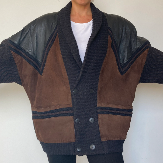 Leather Suede Cardigan