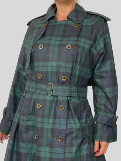 Plaid Long Trench Coat