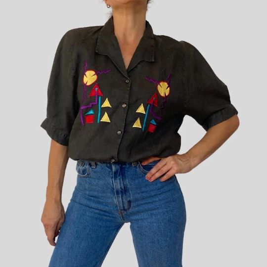 Geometric embroidered blouse