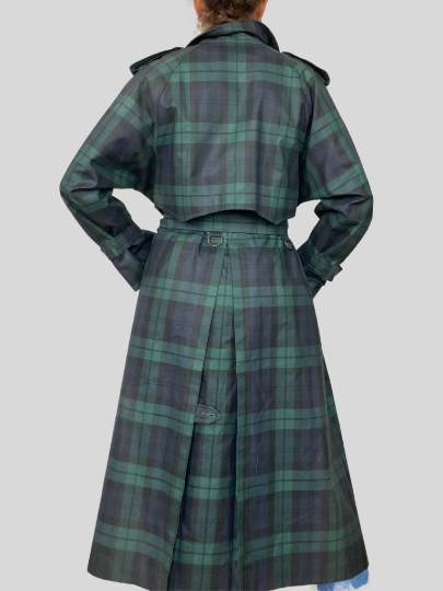 Plaid Long Trench Coat