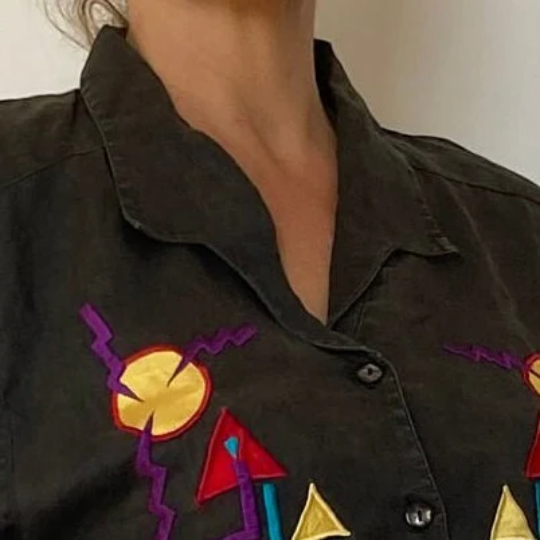 Geometric embroidered blouse