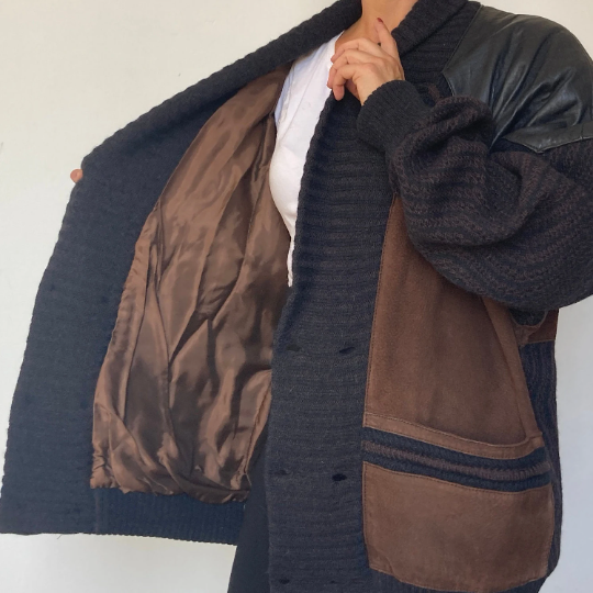Leather Suede Cardigan